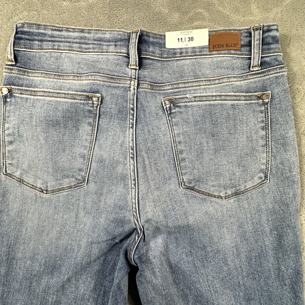 Judy Blue Jeans 11/30 High Waist Trouser Flare Boho Festival Retro Med Wash New - Picture 11 of 13